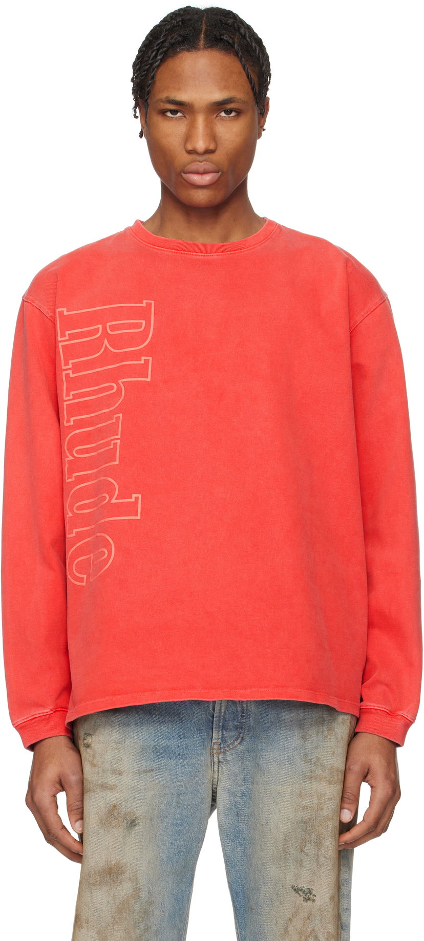 Sweatshirt Rhude Rhude Side Logo Long Sleeve T-Shirt Rød | RHPS25TT13012