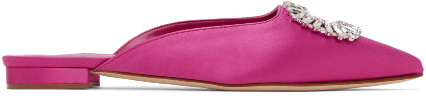 Skopleje Manolo Blahnik Manolo Blahnik Sigulona Satin Mules with Jewel Embellishment Lyserød | 222-1039, 0