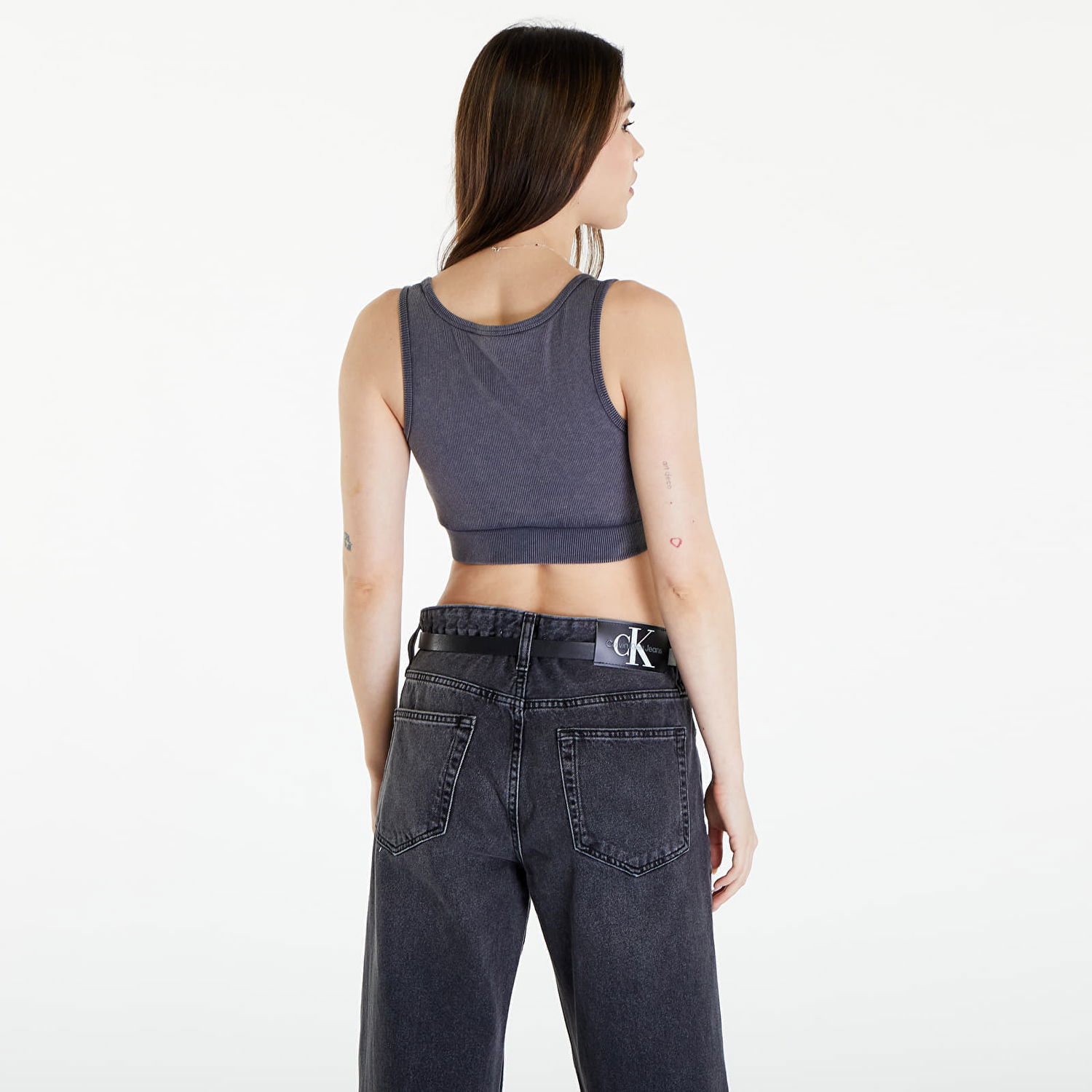 Tanktop CALVIN KLEIN Label Washed Rib Crop Top Grå | J20J223109 PT2, 1