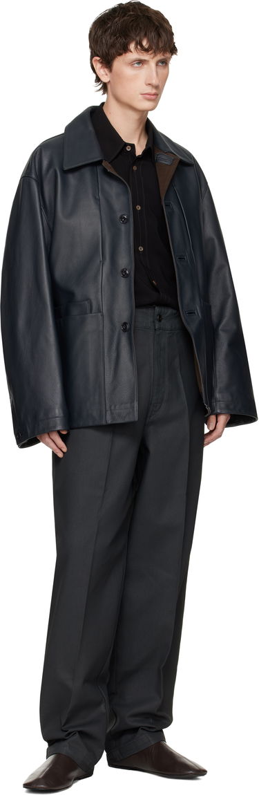 Jakke LEMAIRE Workwear Leather Jacket Mørkeblå | OW1172 LL0128, 3