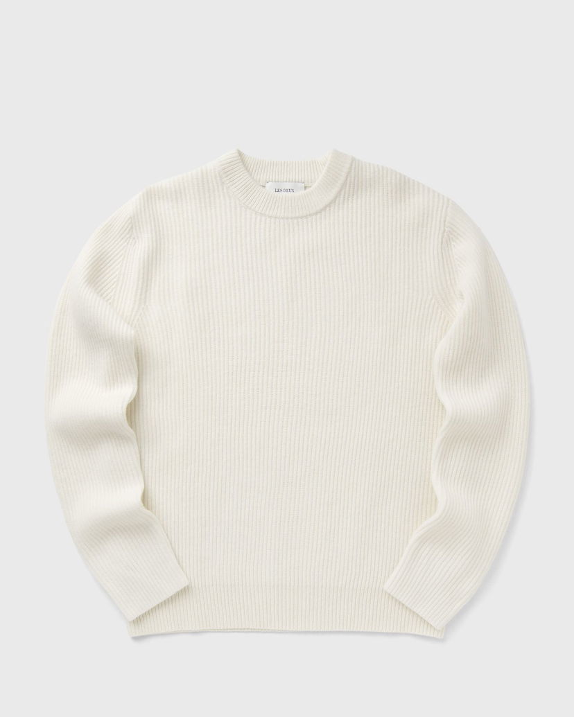 Sweater Les Deux Eddie Wool Rib Crewneck Knit Hvid | 1000471-215