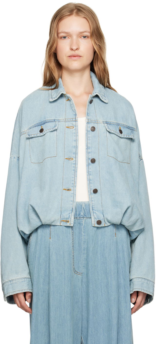 Jakke Dries Van Noten Round Denim Jacket Blå | 242-010506-9378