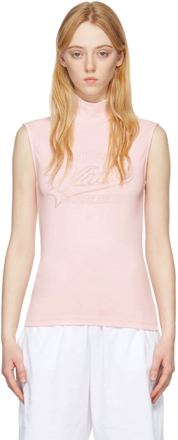 Tanktop VETEMENTS Viscose Turtleneck Lyserød | VL12TR520P, 0
