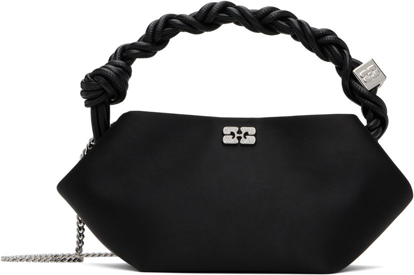 Håndtaske GANNI Satin Mini Bou Bag with Braided Handle and Crystal Logo Sort | A6340
