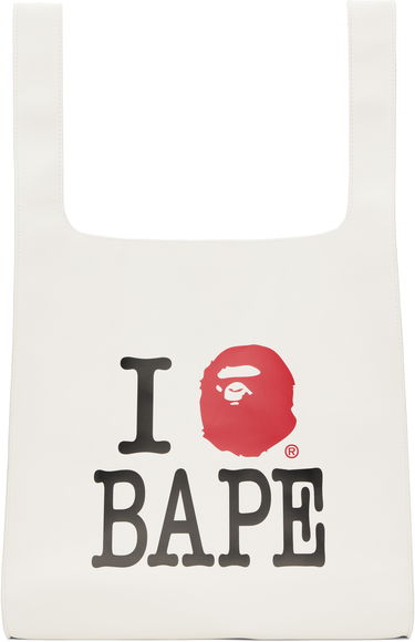 Mulepose BAPE A Bathing Ape 'I Love BAPE' Tote Bag Hvid | 001BAK802001L, 0