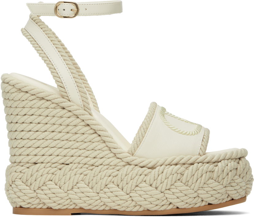 Skopleje Valentino Valentino Garavani VLogo Torchon Wedge Sandals Hvid | 6W2S0JS0YWI