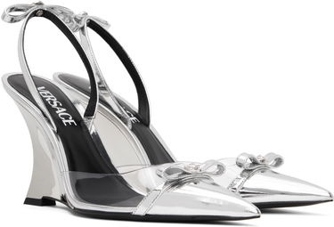 Sneakers og sko Versace Metallic Wedge Heels with Ribbon Strap Metalisk | 1016194_1A10007_2T08P, 3