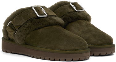 Tøj Burberry Burberry Chubby Suede & Shearling Slippers Grøn | 8092549, 3