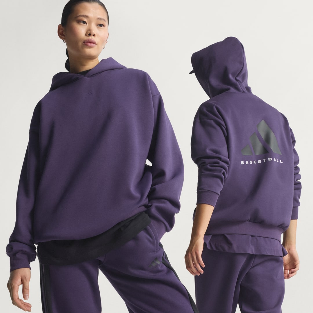 Sweatshirt adidas Performance Basketball Fleece Hoodie Lilla | JX5598, 0