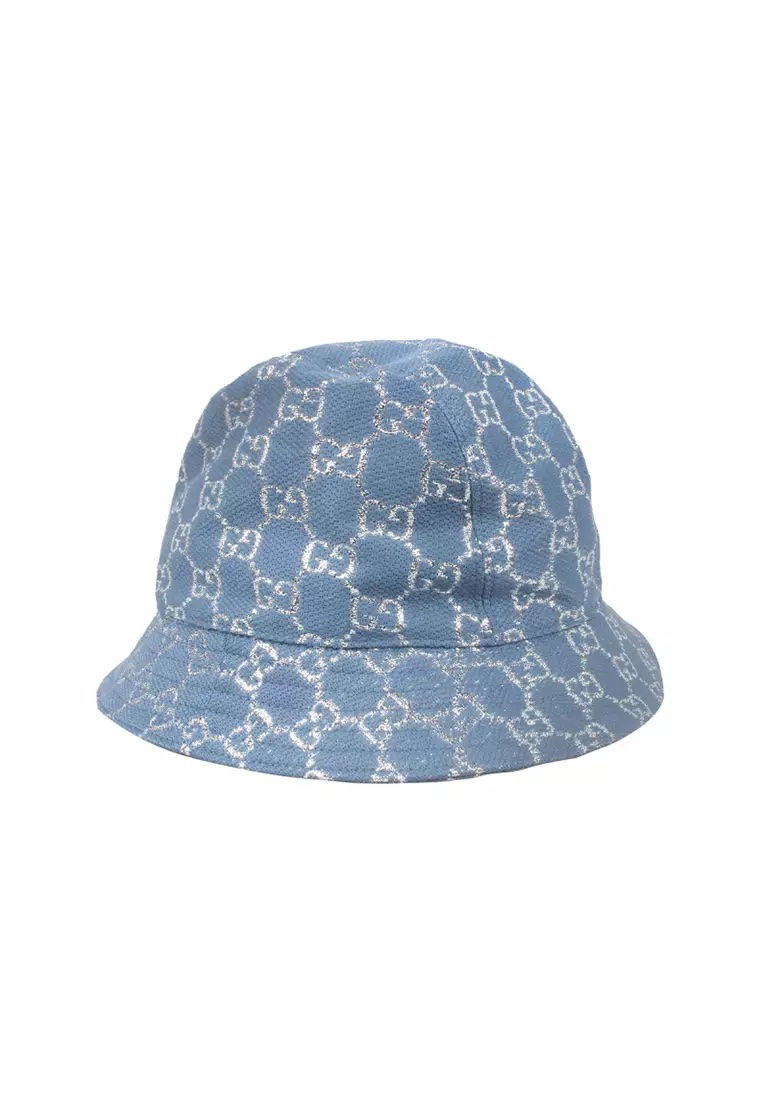 Hat Gucci Lame Bucket Hat Blue Blå | 631951 3HK74 4600