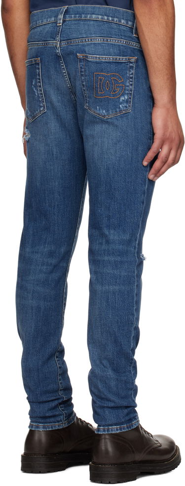 Jeans Dolce & Gabbana Dolce&Gabbana Slim-Fit Stretch Jeans with Logo Embroidery Blå | GY07CZG8MX3, 2