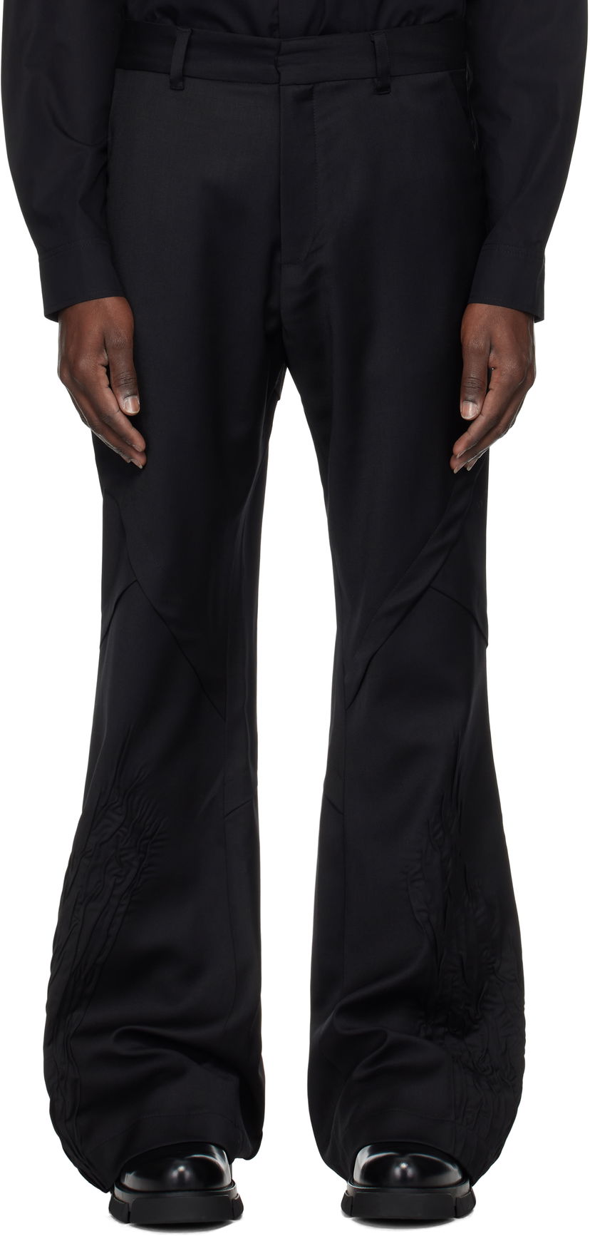 Bukser HELIOT EMIL Heliot Emil Inertia Flared Trousers Sort | PRESS25_M_10_188_BLK01