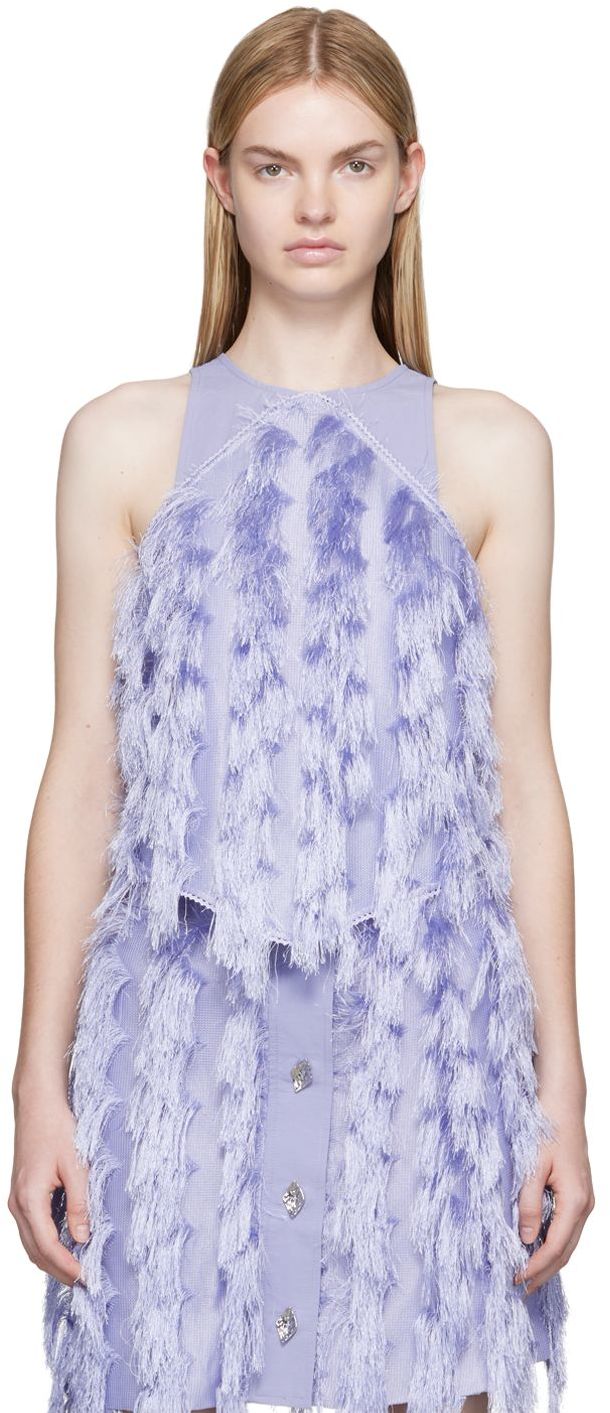 Tanktop GANNI GANNI Fringe Camisole Top Lilla | F7197