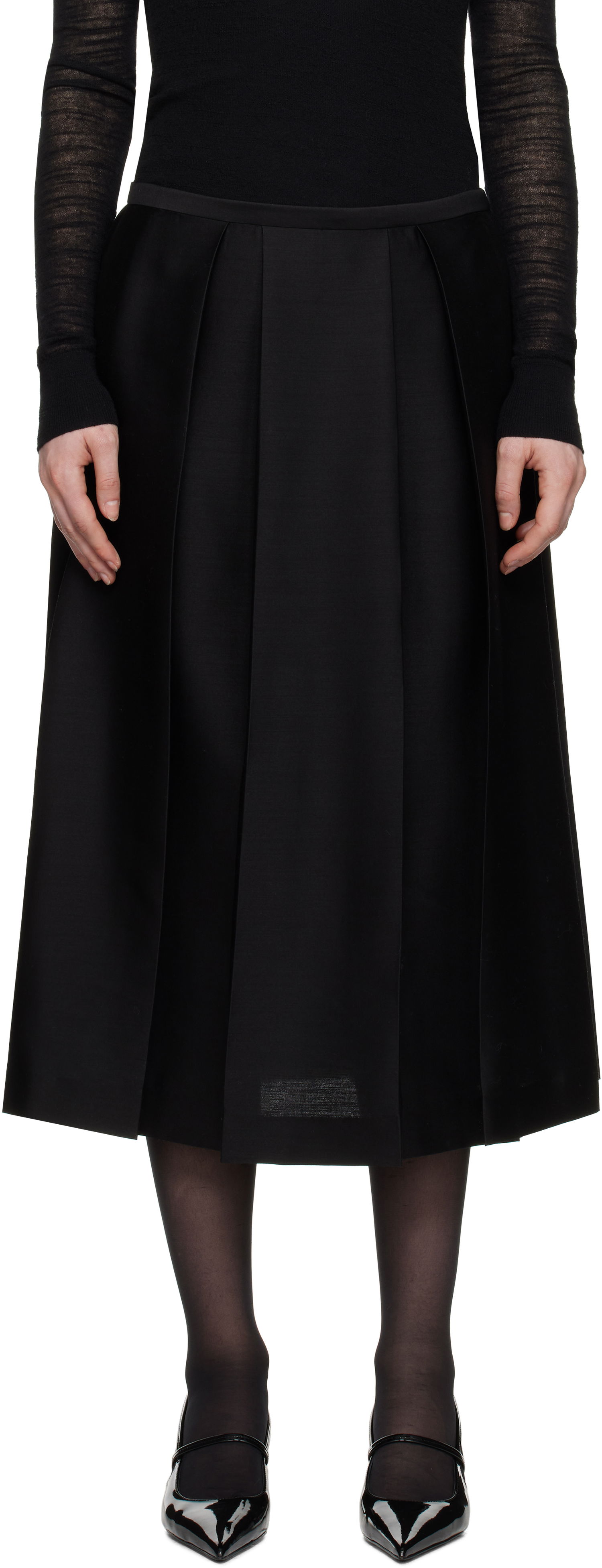 Nederdel TOTEME TOTEME Twinflower Pleated Midi Skirt Sort | 251-WRB0273-FB0324, 0