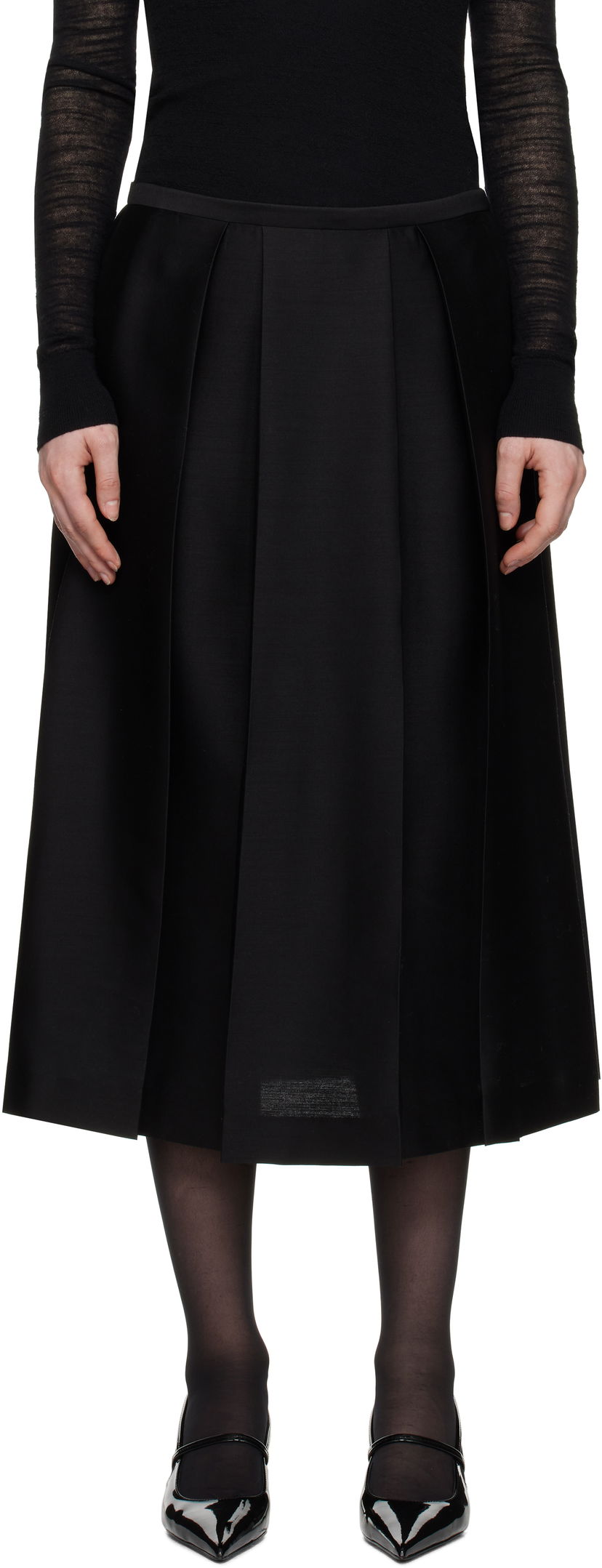 Nederdel TOTEME TOTEME Twinflower Pleated Midi Skirt Sort | 251-WRB0273-FB0324