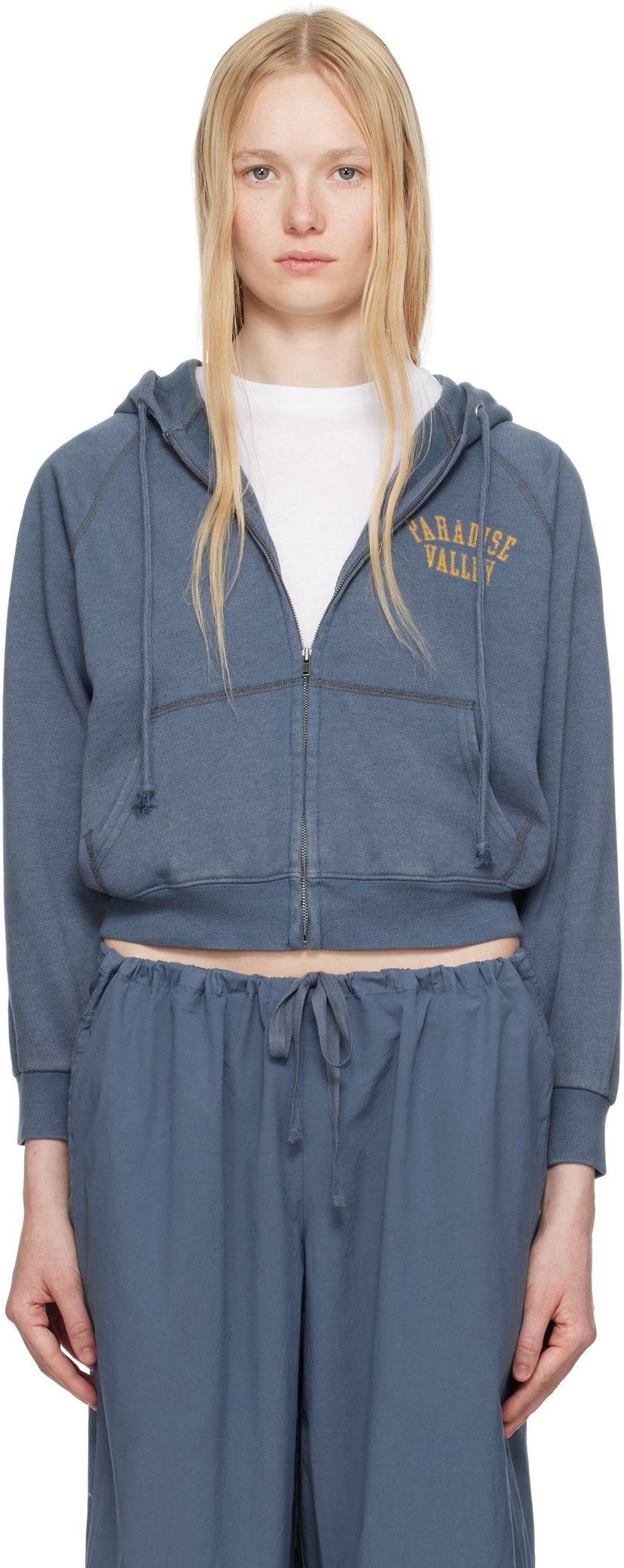 Sweatshirt SKIMS SKIMS Lightweight Fleece Zip Up Hoodie Blå | PL-PLO-8281W