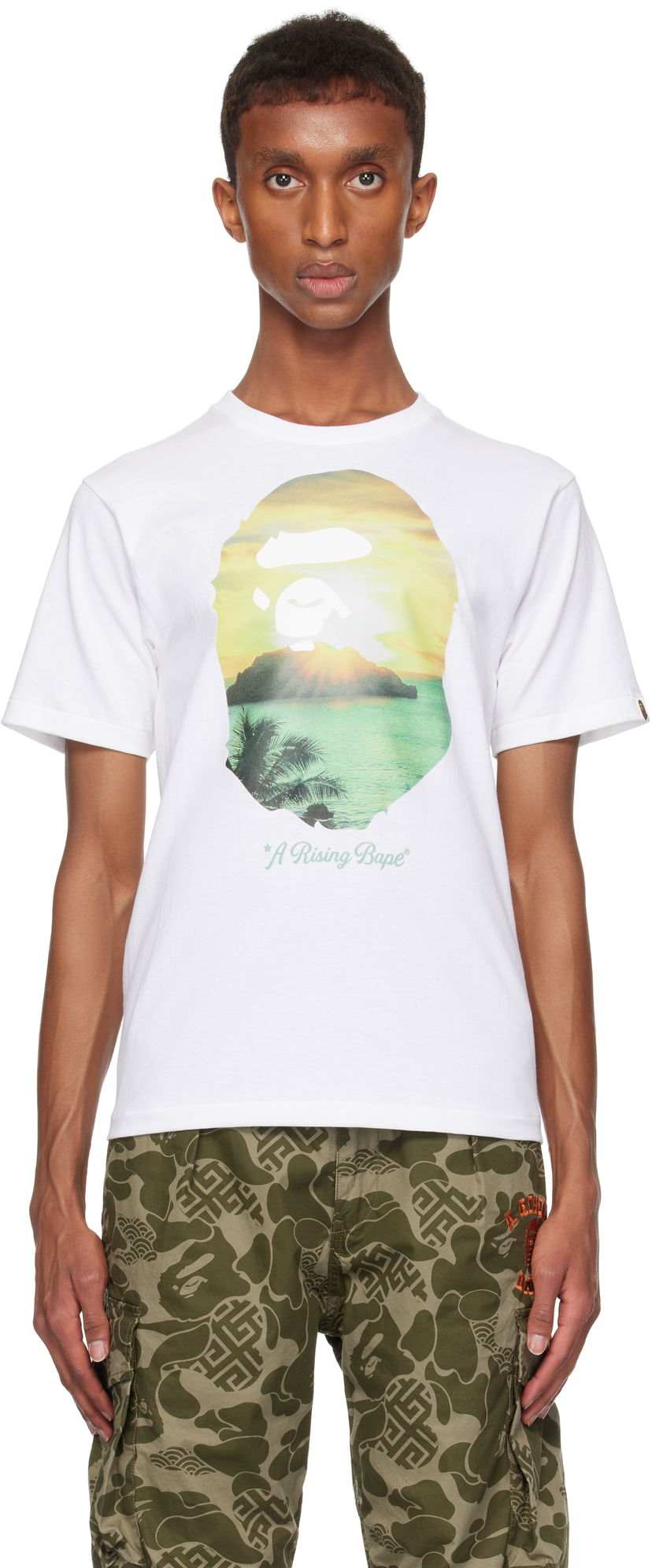 T-shirt BAPE 'A Rising BAPE' Photo T-shirt Hvid | 001TEK301048M