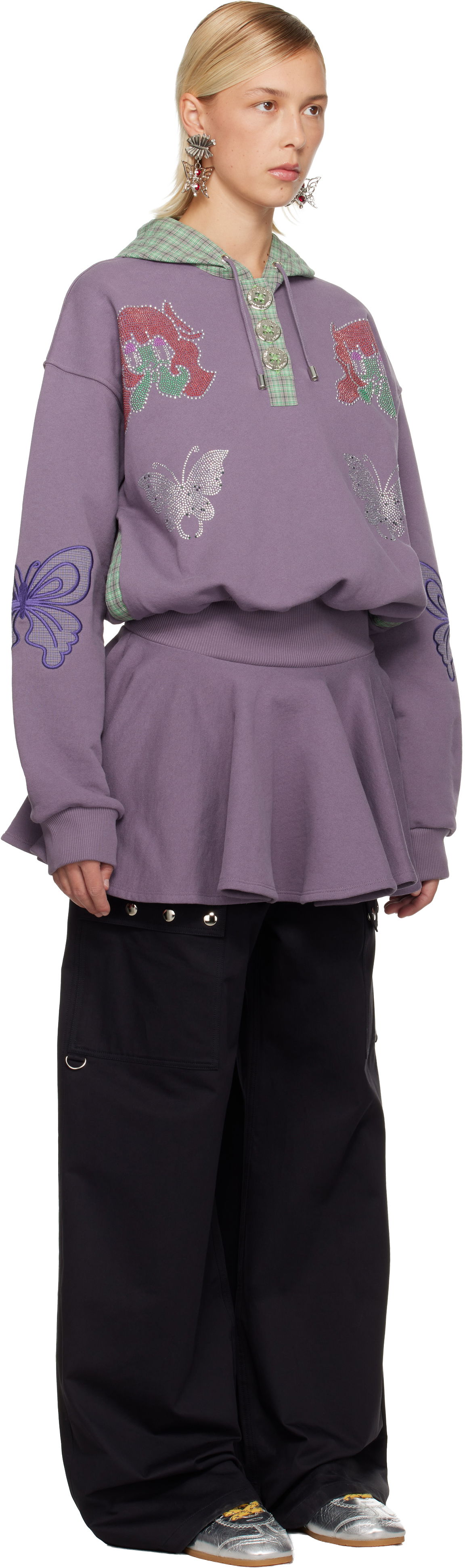 Kjole Chopova Lowena Chopova Lowena Quimby Embellished Flounced Hooded Dress Lilla | 1346, 1