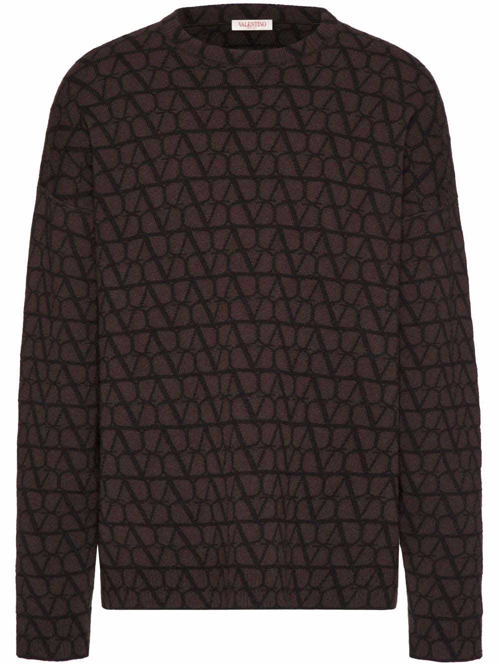 Sweater Valentino Allover Logo Knitwear Brown Brun | VKC27A9K3, 0