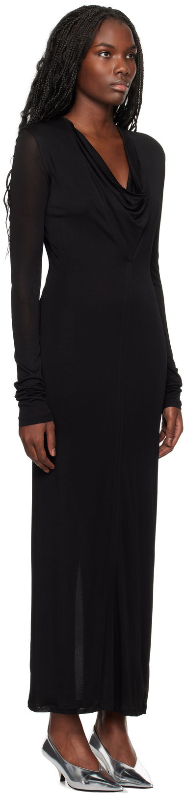 Kjole TOTEME TOTEME Draped V-Neck Maxi Dress Sort | 244-WRD0176-FB0266, 1