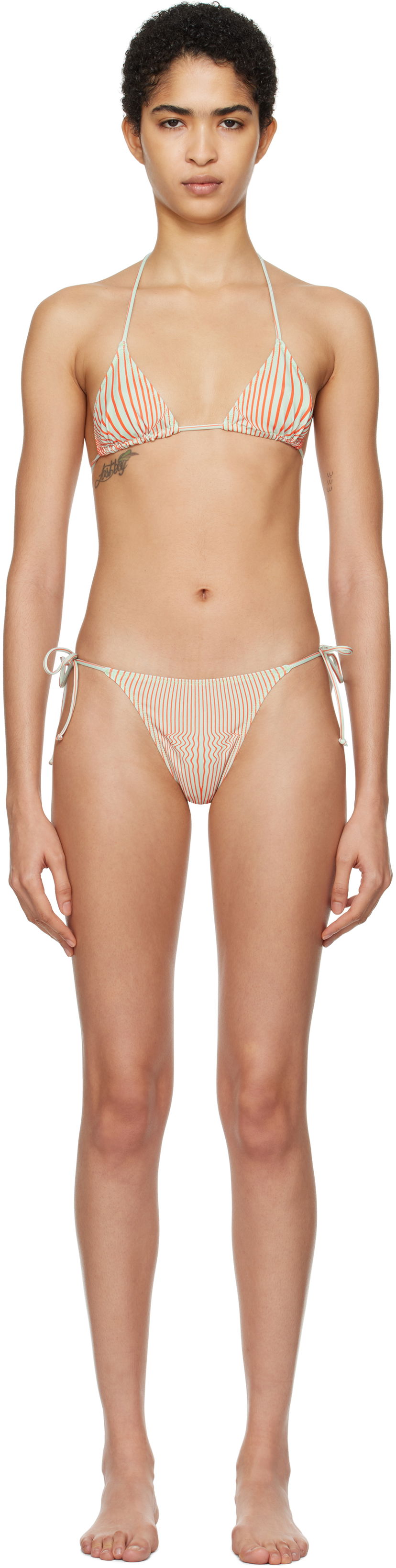 Badetøj Jean Paul Gaultier Gaultier 'The Pinstripe Body Morphing' Bikini Set Grøn | 25/33-F-BS021-J571-4216