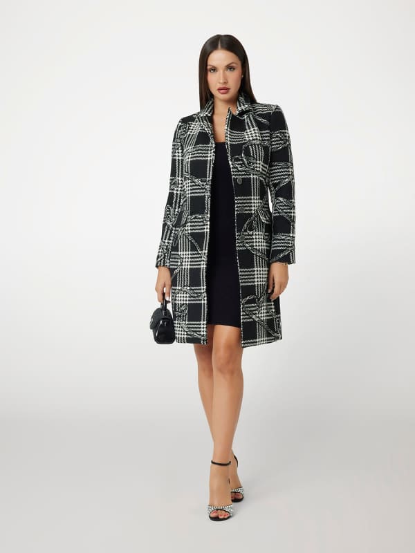 Frakker GUESS Plaid Wool-Blend Long Coat Sort | W5RL65WGWG0, 0