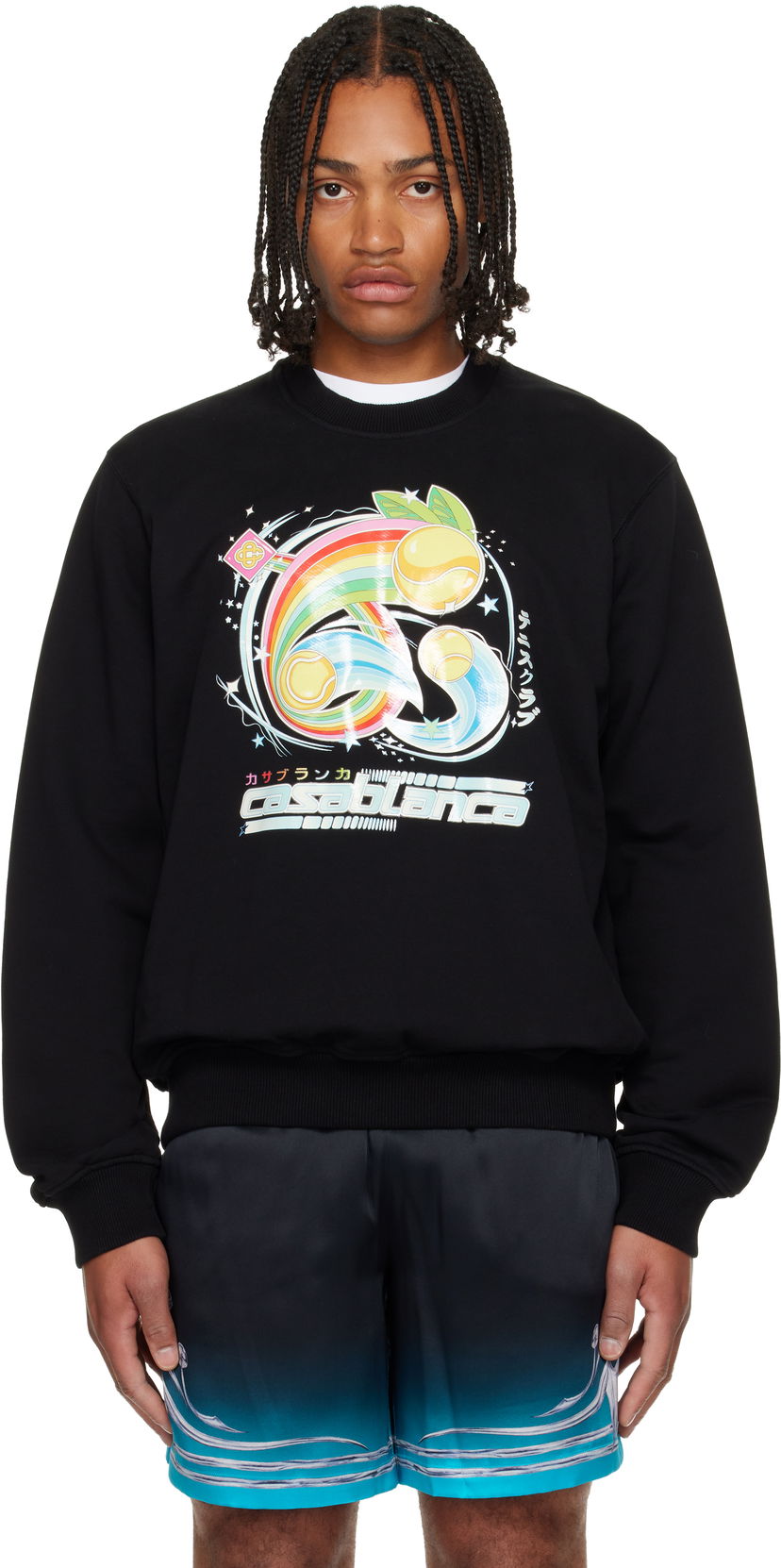 Sweatshirt Casablanca Casablanca Manga Tennis Ball Sweatshirt Sort | M-AW25-JTP-293-02