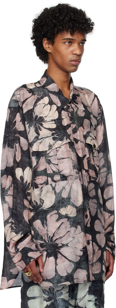 Skjorte Dries Van Noten Dries Van Noten Silk Floral-Print Shirt Blå | 251-020721-1202, 4