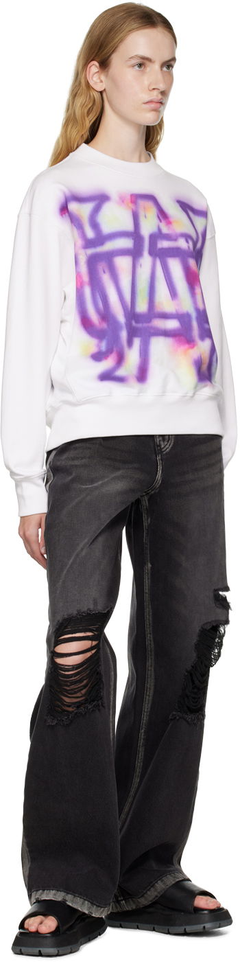 Sweater We11done We11done Rainbow Symbol Sweatshirt Hvid | WD-TS3-22-829-U-WH, 3