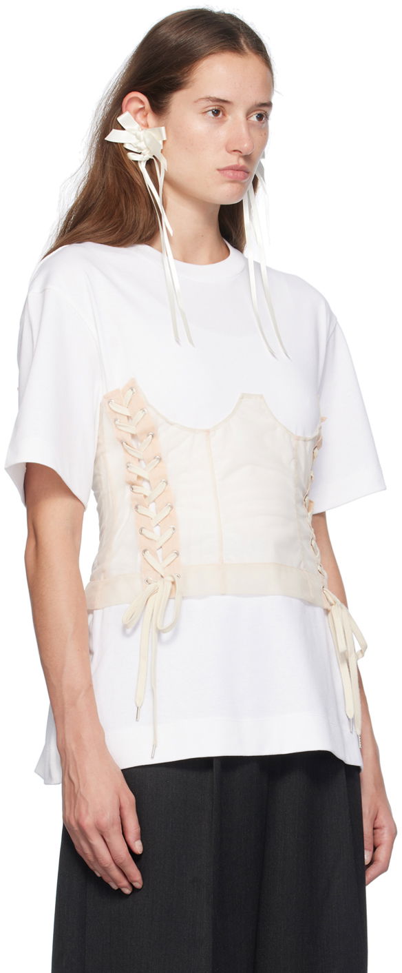 T-shirt Simone Rocha Simone Rocha Corset Panel Boxy T-Shirt Hvid | 5282 0562, 1