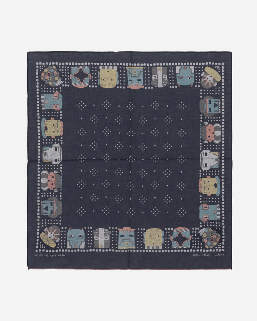 Tørklæde KAPITAL Selvedge Bandana with Kachina Print Blå | EK-1169BA 1