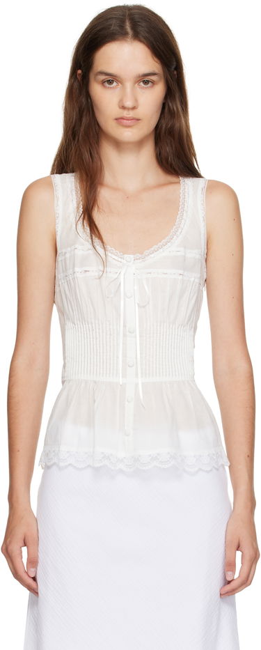 Tanktop GUIZIO Guizio Lille Pintuck Sleeveless Top Hvid | P25116W136, 0
