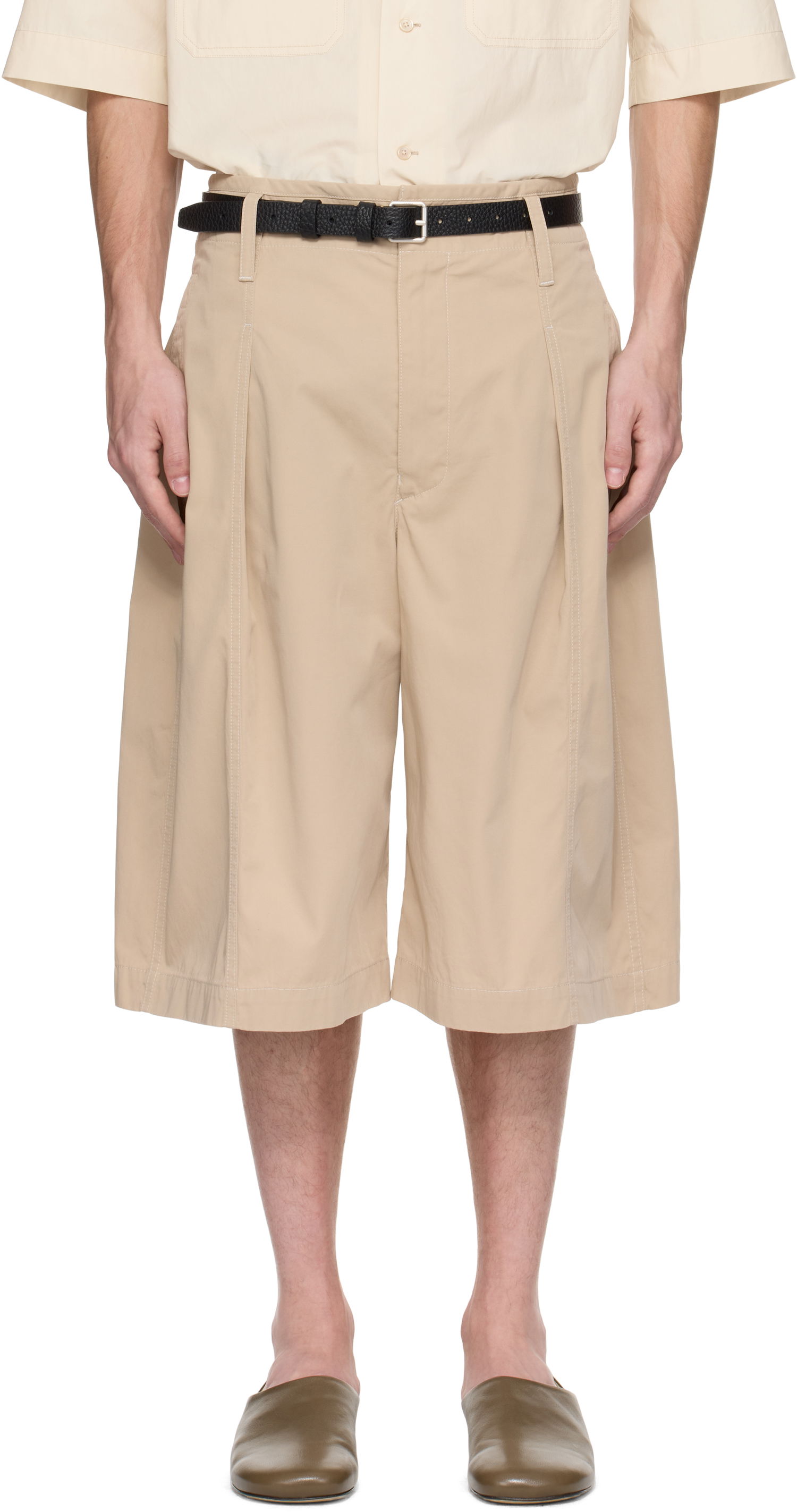 Shorts LEMAIRE Lemaire Maxi Pleated Bermuda Shorts Beige | PA1212 LF1352, 0