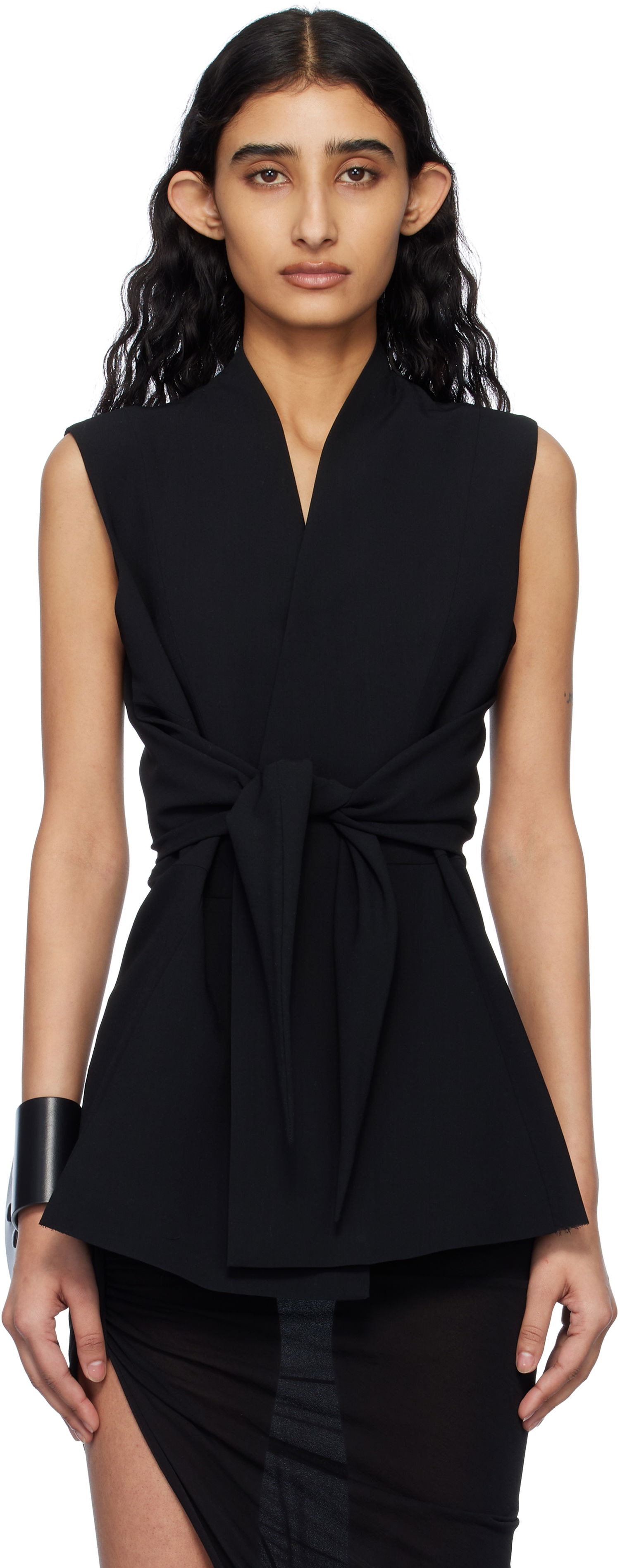 Vest Rick Owens Rick Owens Hollywood SL Strutter Sleeveless Wrap Blouse Sort | RP01E7709 WLP, 0