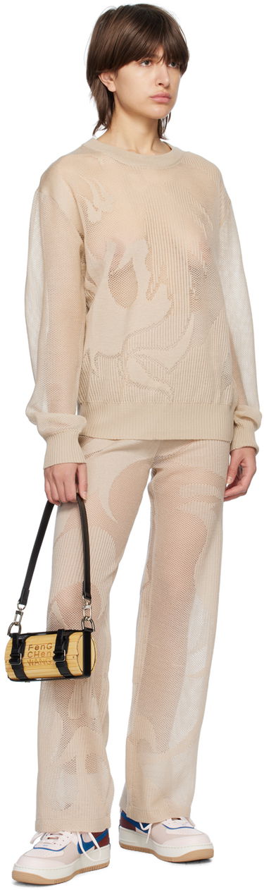 Bukser Feng Chen Wang Feng Chen Wang Phoenix Knitted Trousers Beige | FUS15KT04, 3