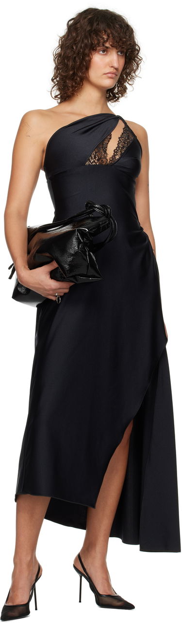 Kjole Coperni Asymmetric Lace Midi Dress Sort | COPR135545, 3