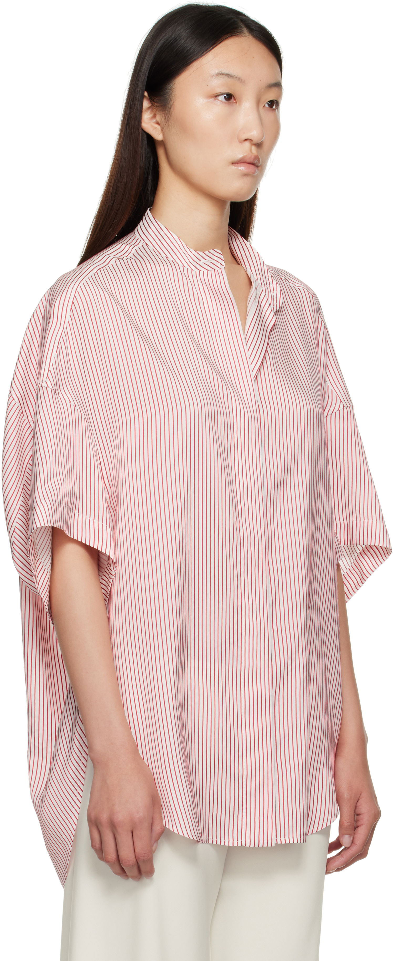 Skjorte Stella McCartney Stella McCartney Striped Short Sleeve Shirt Rød | 6201683FR210, 1