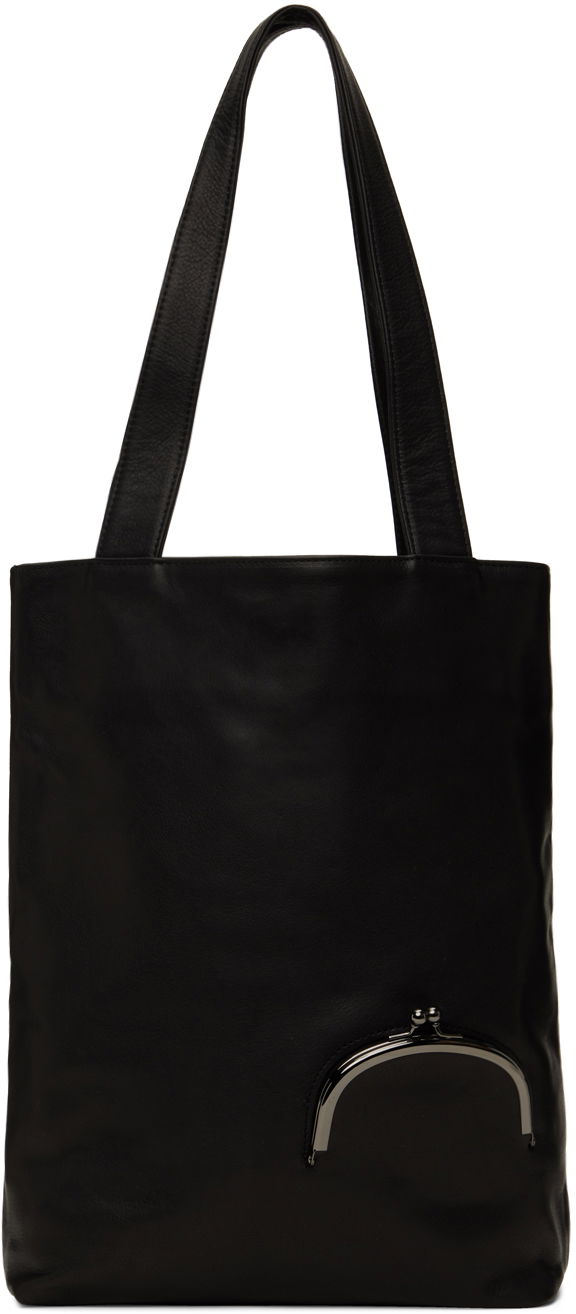 Mulepose Yohji Yamamoto Black Soft Leather Clasp Tote Sort | DB-I84-706, 0