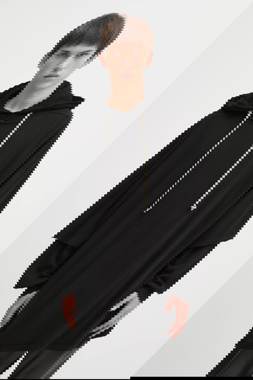Sweatshirt Rick Owens Rick Owens DRKSHDW Tommy Hustler Oversized Layered Sleeve Hoodie Sort | DU02E7271.JDB, 0
