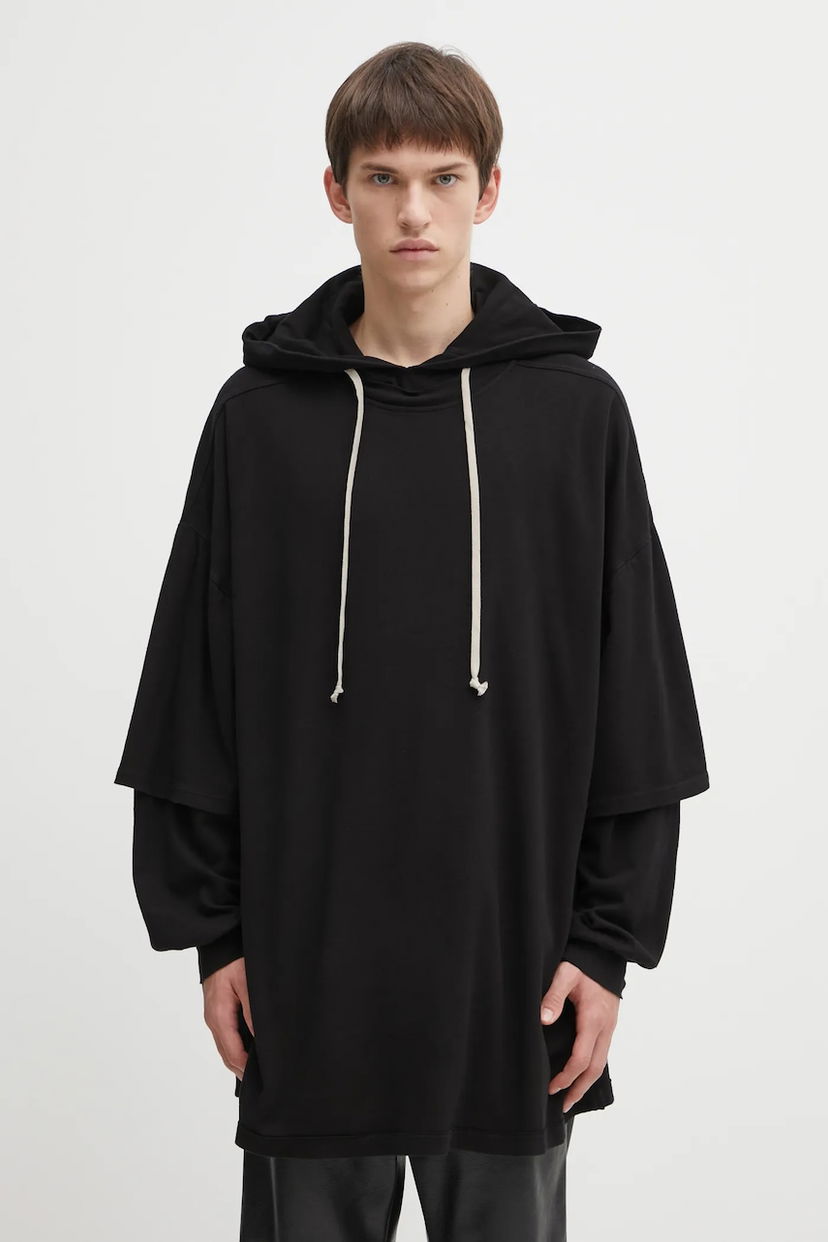 Sweatshirt Rick Owens Rick Owens DRKSHDW Tommy Hustler Oversized Layered Sleeve Hoodie Sort | DU02E7271.JDB