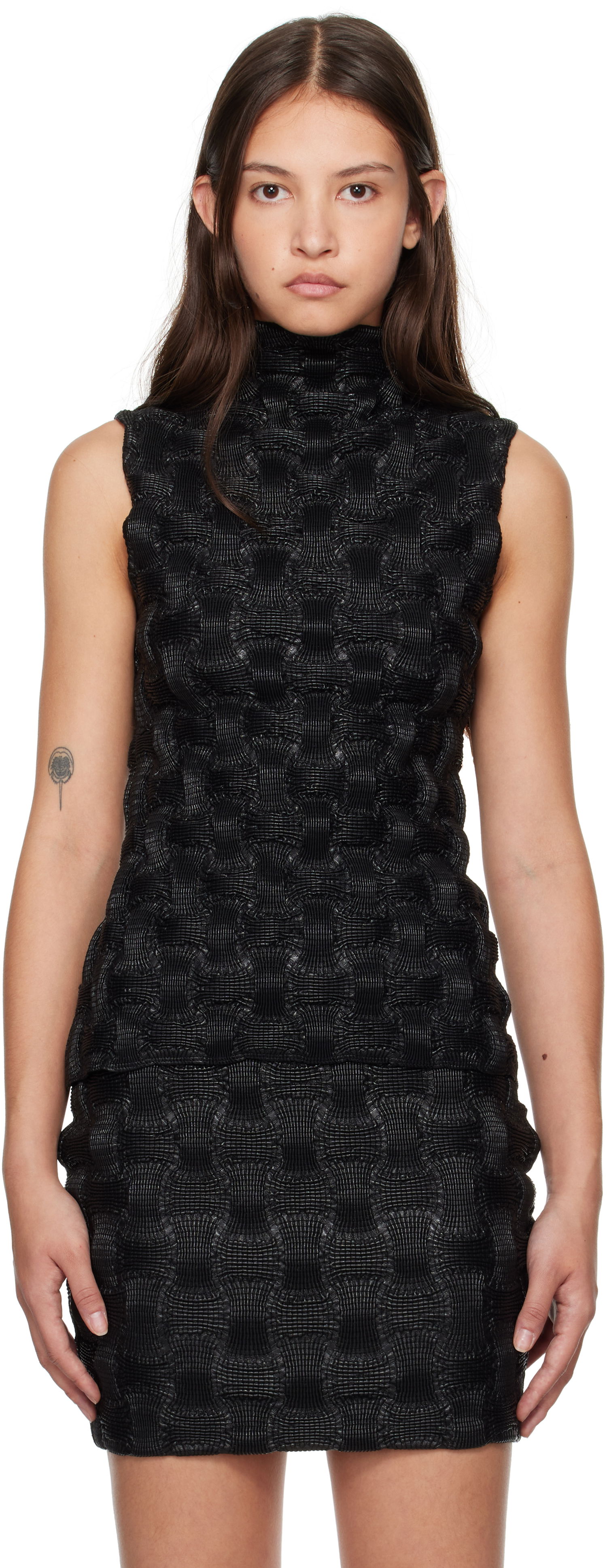 Kjole Nanushka Harriet Vegan Leather Mock Neck Top Sort | NW24FWTP32400, 0