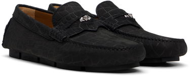 Sneakers og sko Versace Embossed Leather Driver Loafers Sort | 1013960_1A12292, 3