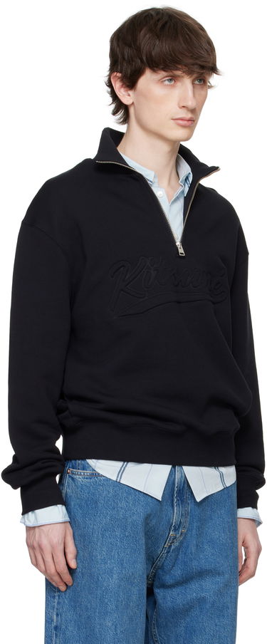 Sweatshirt MAISON KITSUNÉ Maison Kitsuné Varsity Half Zip Sweater Sort | OM00302KM0321, 1