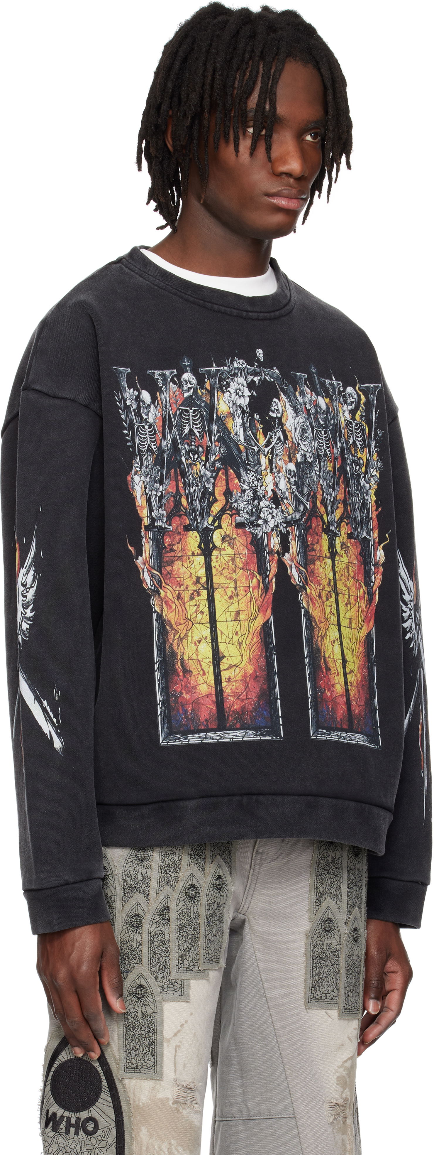 Sweater Who Decides War Who Decides War Ember Chapel Graphic Crewneck Sweatshirt Sort | 1110170002SS25, 1