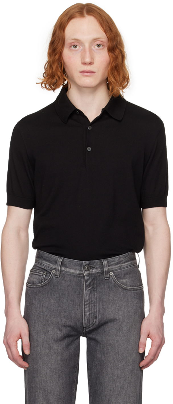 Polo skjorte ZEGNA Premium Knit Polo Shirt Sort | UDC90A7-C32