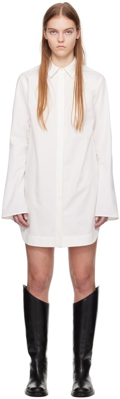 Kjole Loulou de Saison Loulou de Saison Eknath Mini Shirt Dress Hvid | EKNATH
