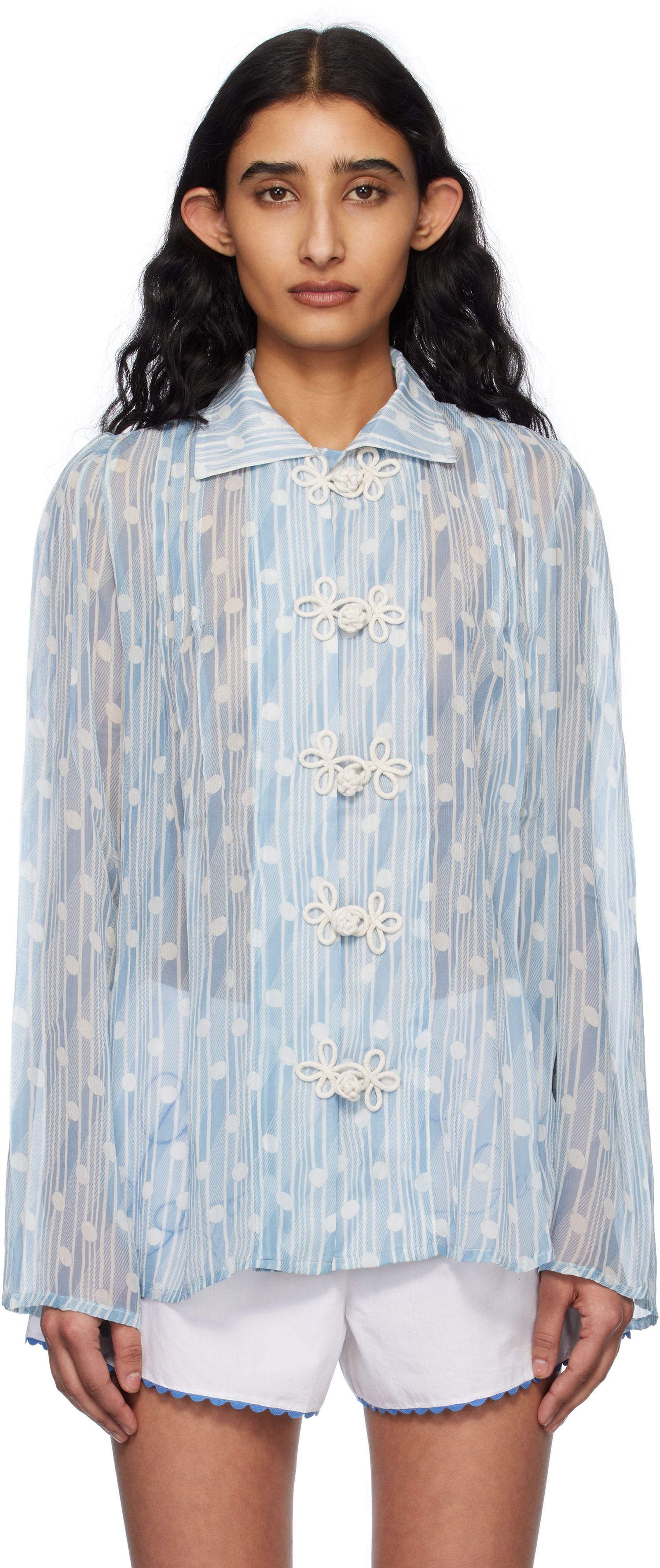 Skjorte Bode Bode Meridian Print Blouse Blå | WRS25SH031, 0