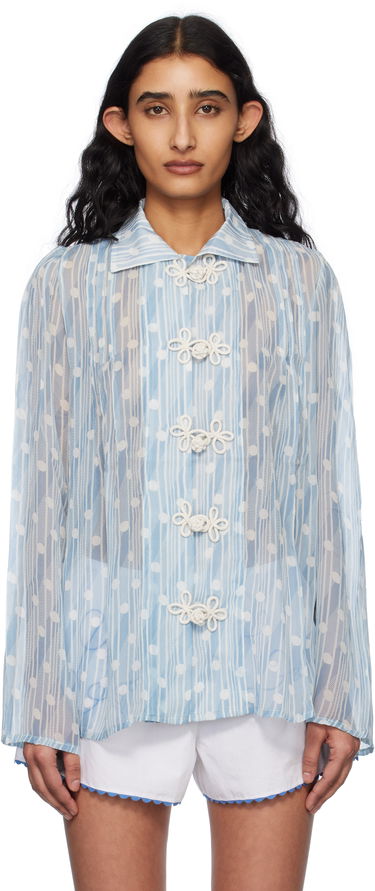 Skjorte Bode Bode Meridian Print Blouse Blå | WRS25SH031, 0