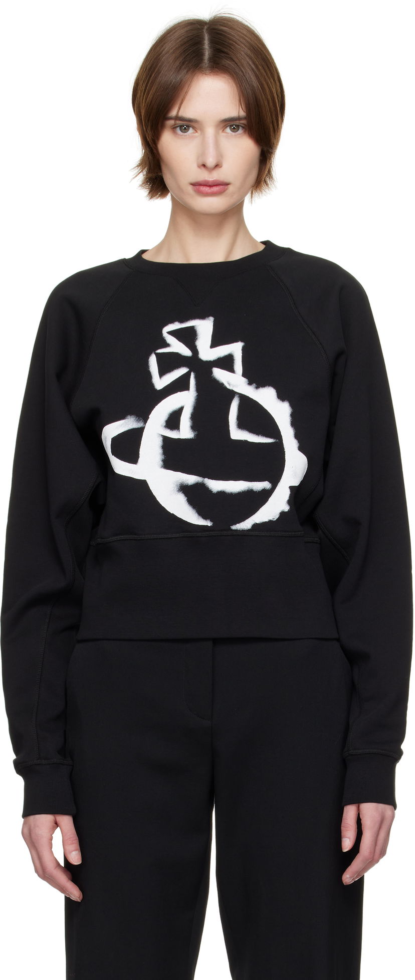 Sweater Vivienne Westwood Vivienne Westwood Stencil Orb Sweatshirt Sort | 1I01000Y-J006O-