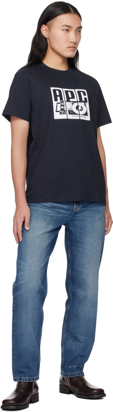 T-shirt A.P.C. Graphic Print Cotton T-Shirt Mørkeblå | COBQX-M26485, 3